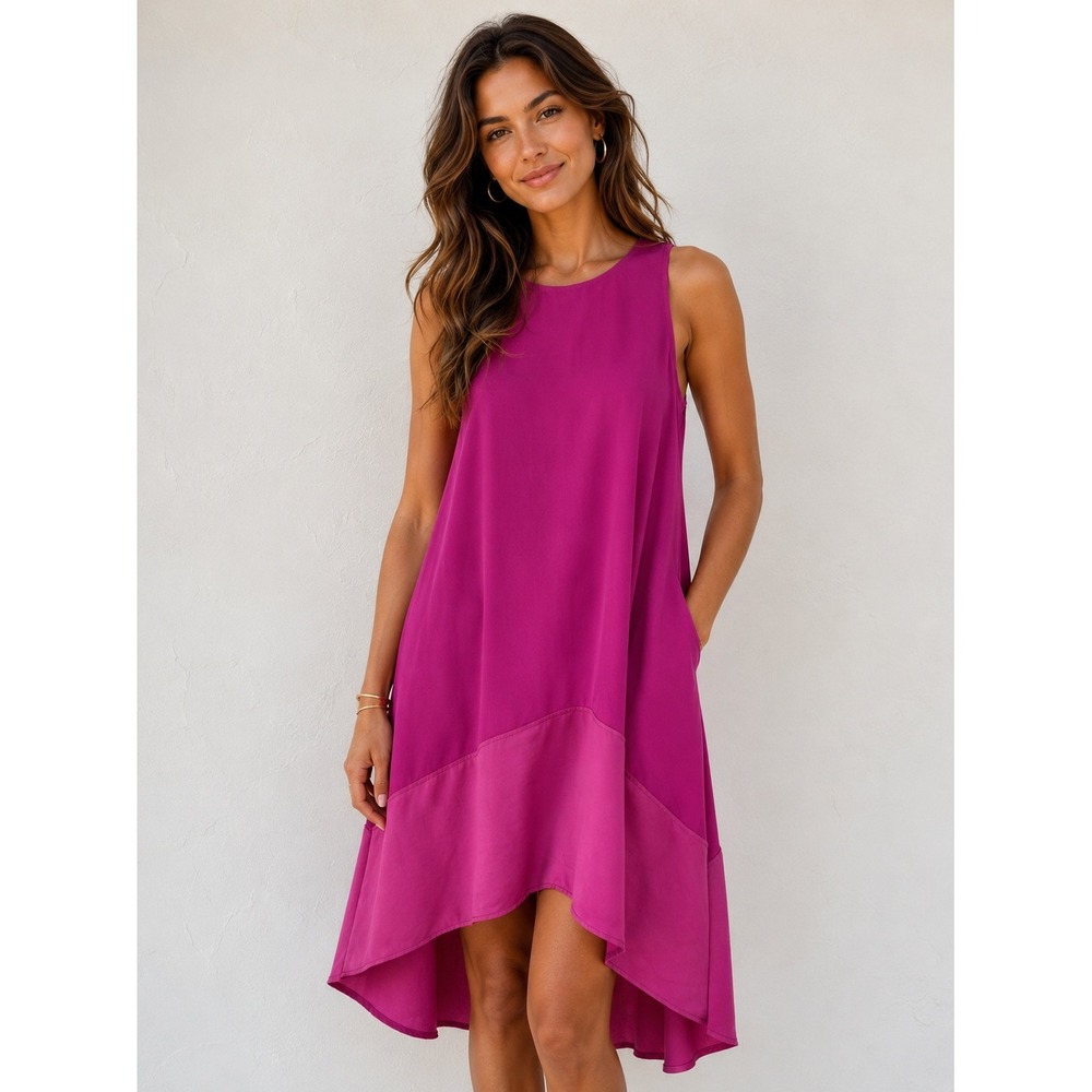 Trina Turk‎ Sleeveless Satin Dress Wedding Guest Barbiecore Fairycore Cocktail